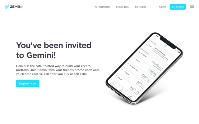 Gemini - Get $10 Bonus